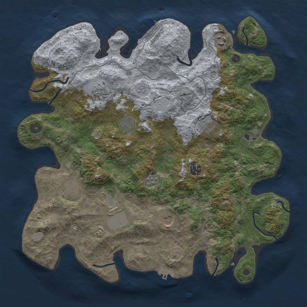 Rust Map: Procedural Map, Size: 4000, Seed: 500208944, 16 Monuments