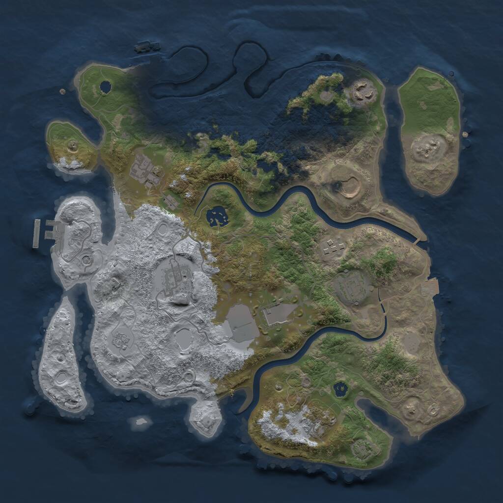 Rust Map: Procedural Map, Size: 3500, Seed: 458509137, 15 Monuments