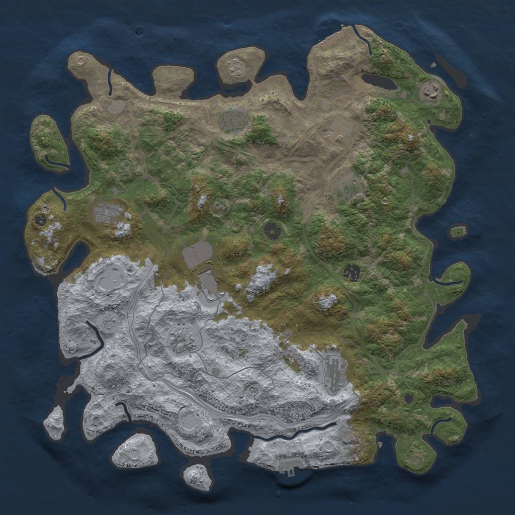 Rust Map: Procedural Map, Size: 4500, Seed: 88888, 19 Monuments