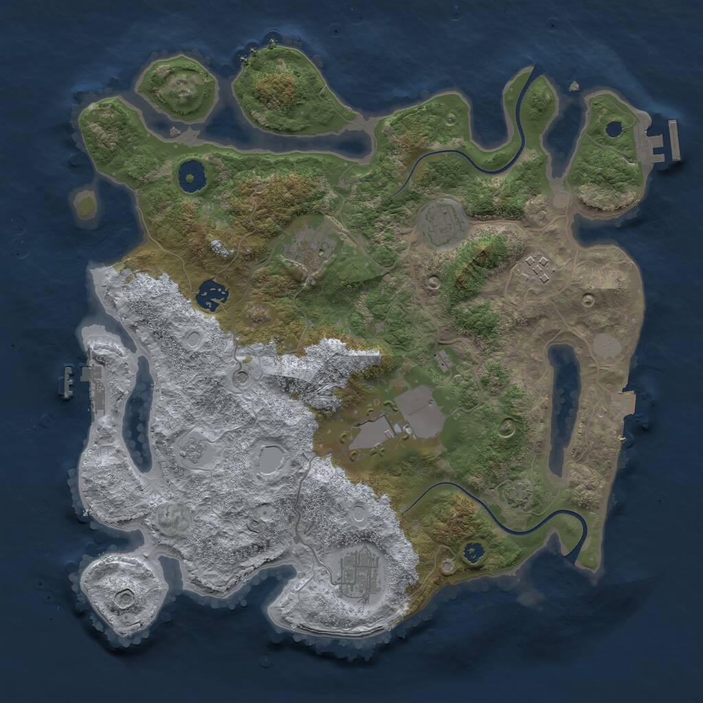 Rust Map: Procedural Map, Size: 3500, Seed: 1984522250, 12 Monuments