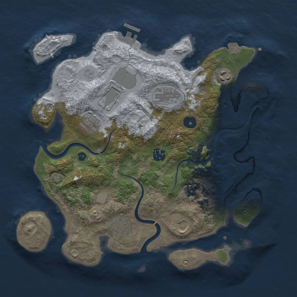 Rust Map: Procedural Map, Size: 3500, Seed: 8672303, 13 Monuments
