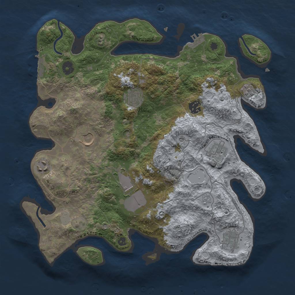 Rust Map: Procedural Map, Size: 3500, Seed: 3108, 17 Monuments