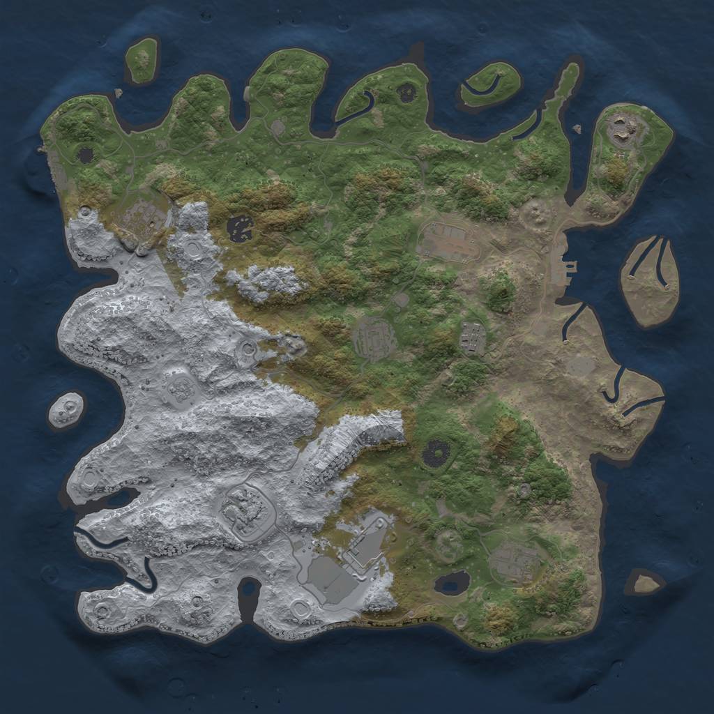 Rust Map: Procedural Map, Size: 3850, Seed: 497324795, 18 Monuments
