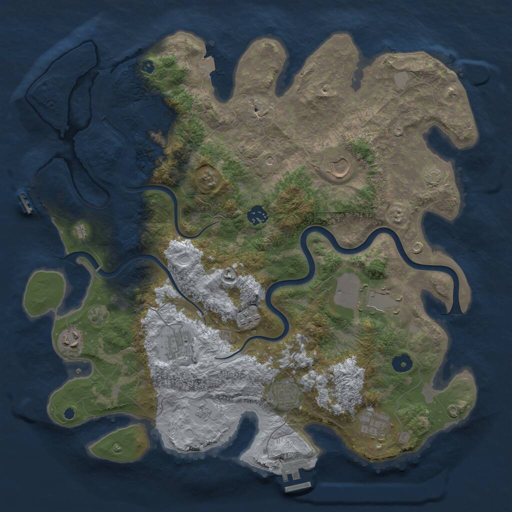 Rust Map: Procedural Map, Size: 3950, Seed: 9592042, 15 Monuments
