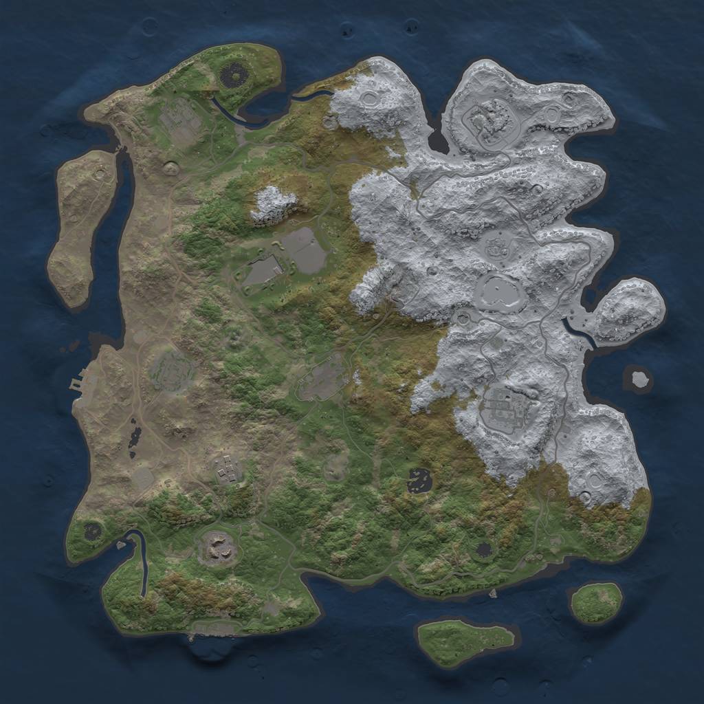 Rust Map: Procedural Map, Size: 4000, Seed: 639426950, 18 Monuments