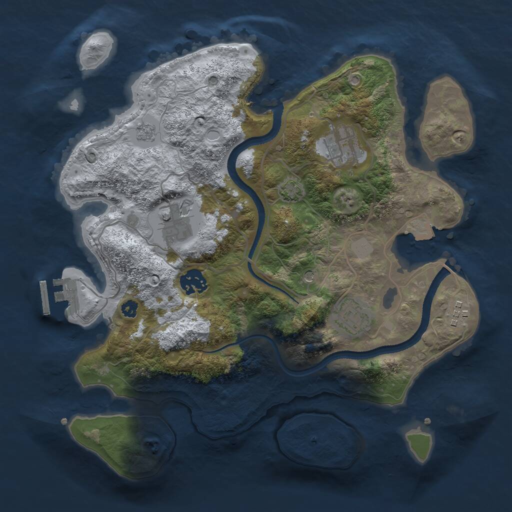 Rust Map: Procedural Map, Size: 3000, Seed: 1047813139, 10 Monuments