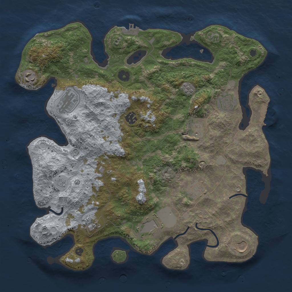 Rust Map: Procedural Map, Size: 3773, Seed: 1636114769, 17 Monuments