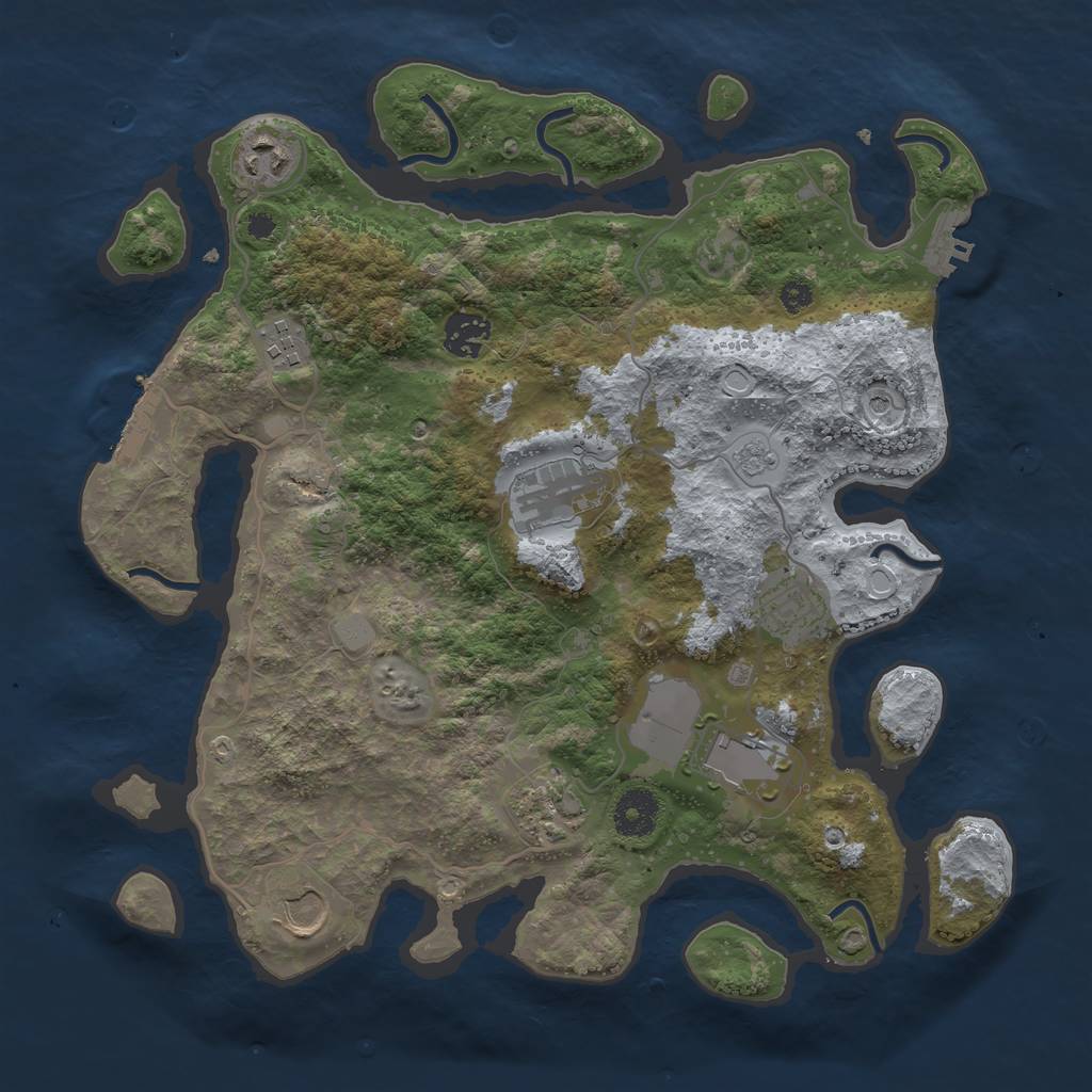 Rust Map: Procedural Map, Size: 3500, Seed: 135110463, 17 Monuments