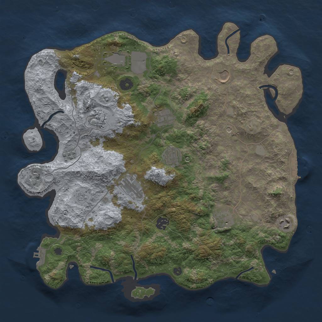 Rust Map: Procedural Map, Size: 3800, Seed: 20654, 19 Monuments