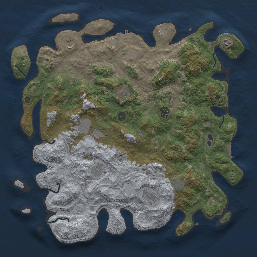 Rust Map: Procedural Map, Size: 4500, Seed: 1362192365, 19 Monuments