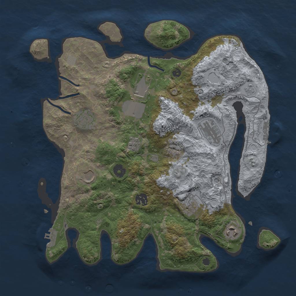 Rust Map: Procedural Map, Size: 3500, Seed: 157745720, 17 Monuments