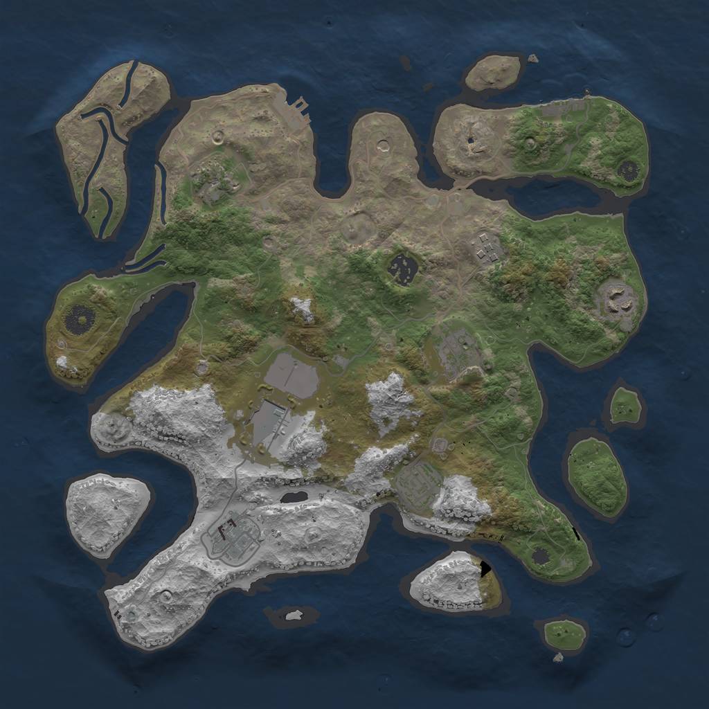 Rust Map: Procedural Map, Size: 3600, Seed: 1485763259, 13 Monuments