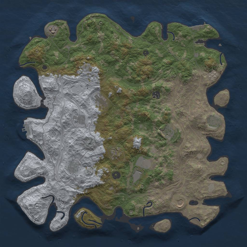 Rust Map: Procedural Map, Size: 4500, Seed: 2126565975, 20 Monuments