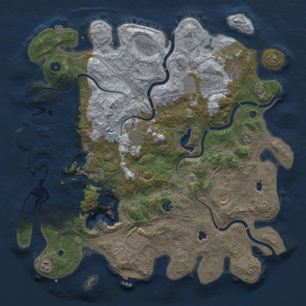 Rust Map: Procedural Map, Size: 4500, Seed: 32826669, 16 Monuments