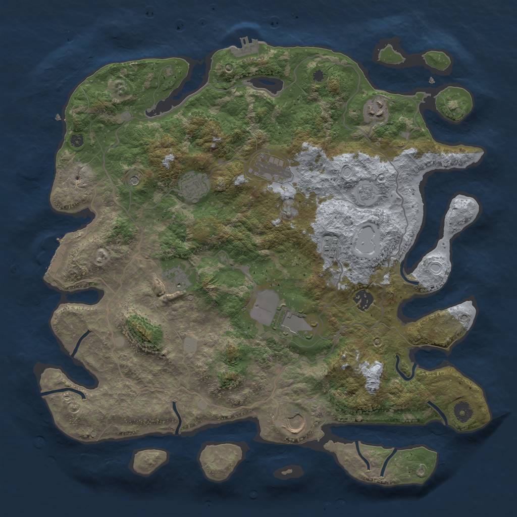Rust Map: Procedural Map, Size: 4000, Seed: 71380512, 17 Monuments