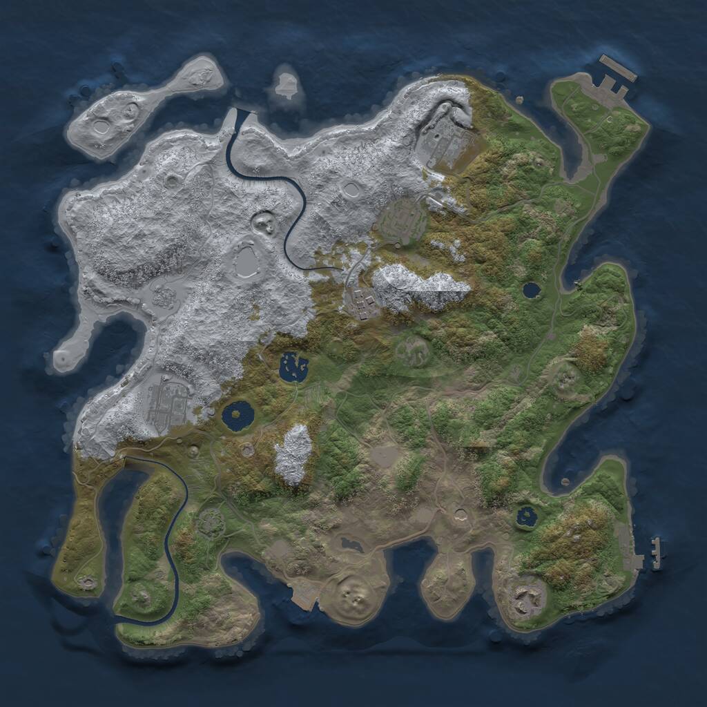 Rust Map: Procedural Map, Size: 3499, Seed: 150989644, 12 Monuments