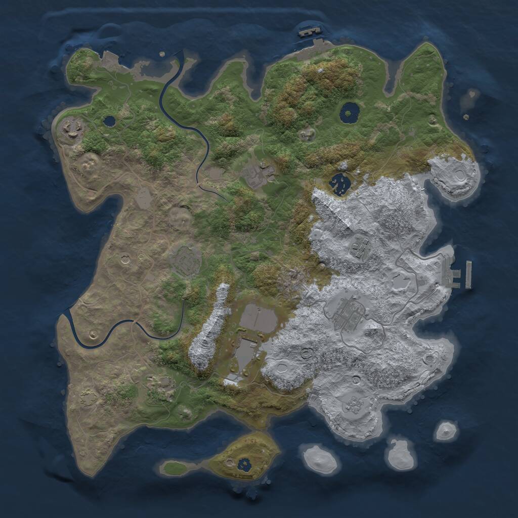 Rust Map: Procedural Map, Size: 3750, Seed: 68409840, 14 Monuments