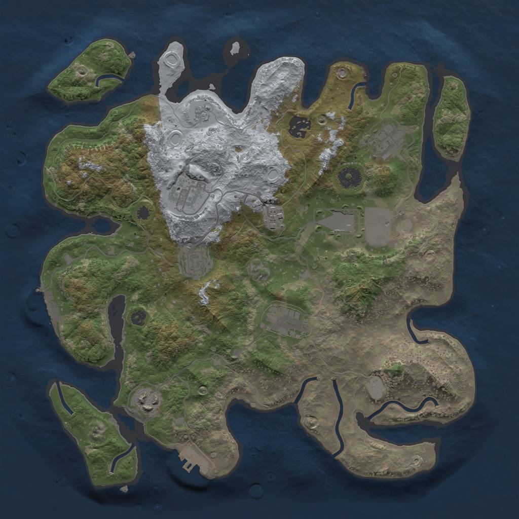 Rust Map: Procedural Map, Size: 3500, Seed: 243229382, 14 Monuments