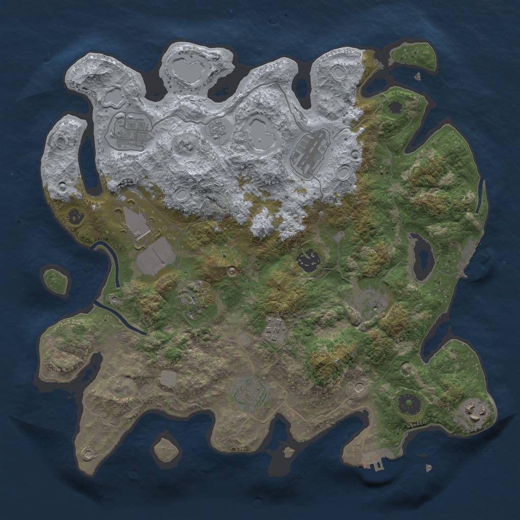Rust Map: Procedural Map, Size: 3500, Seed: 1880097396, 18 Monuments
