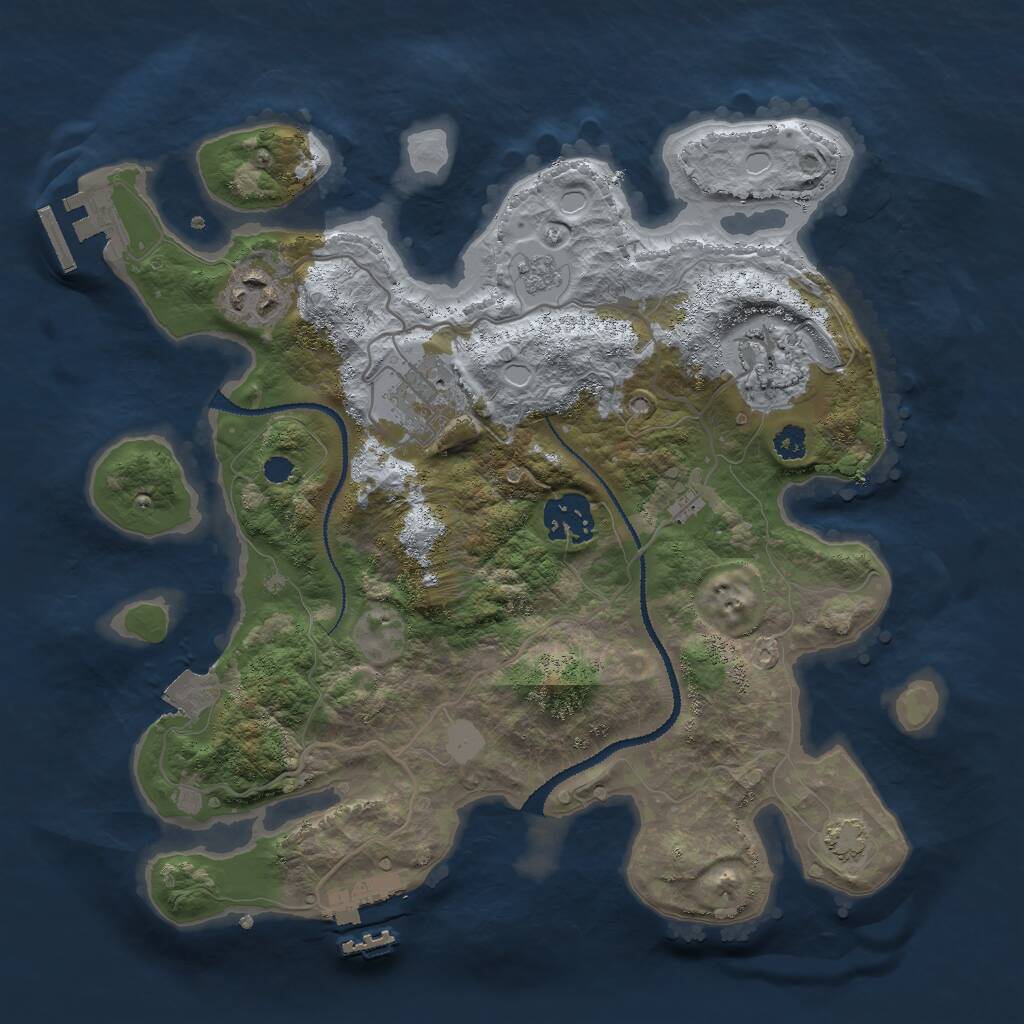Rust Map: Procedural Map, Size: 3000, Seed: 49741, 9 Monuments