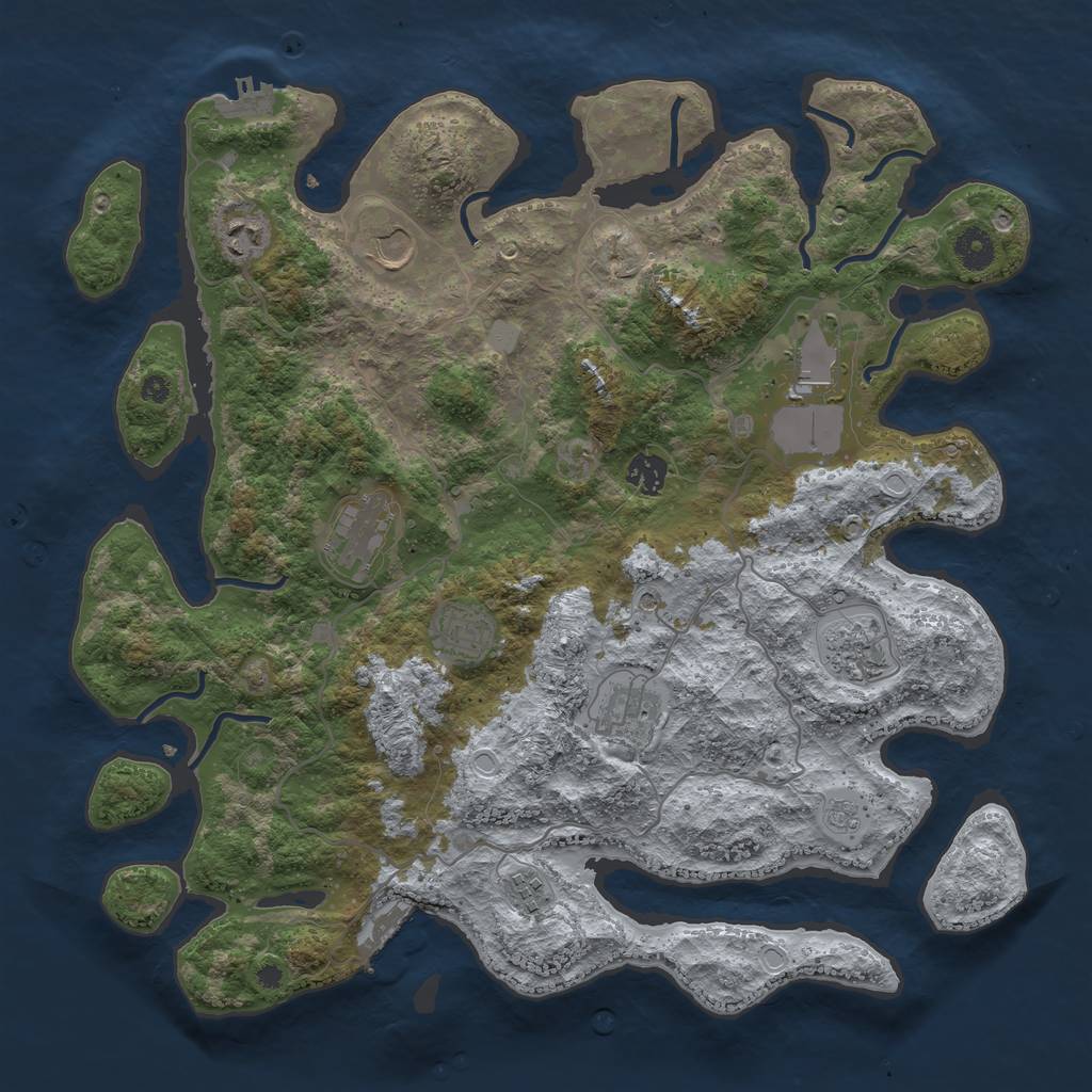 Rust Map: Procedural Map, Size: 4000, Seed: 156868617, 16 Monuments