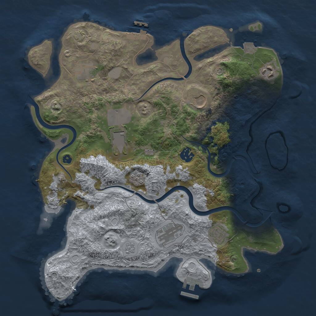 Rust Map: Procedural Map, Size: 3500, Seed: 44366902, 14 Monuments