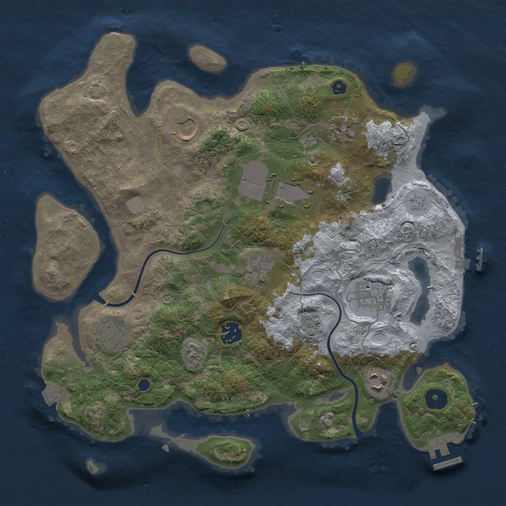 Rust Map: Procedural Map, Size: 3500, Seed: 93990699, 15 Monuments
