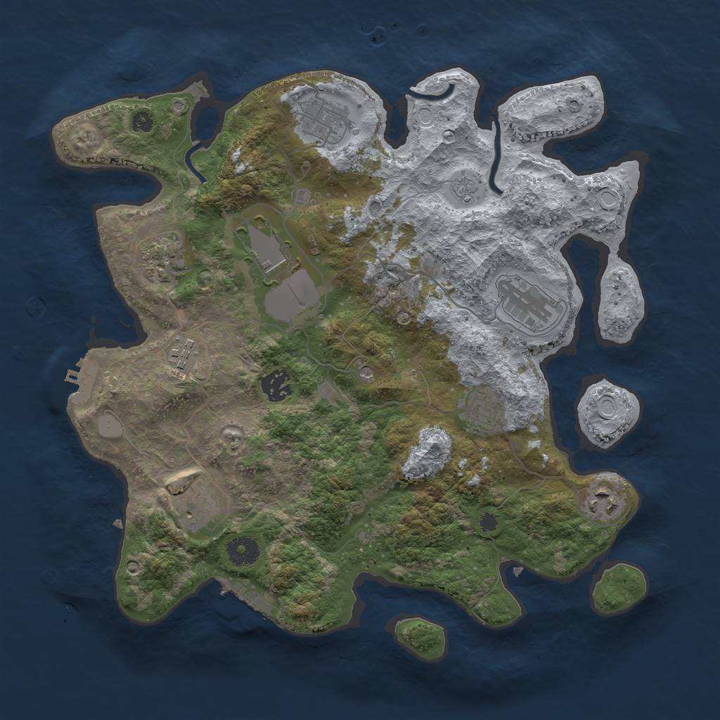 Rust Map: Procedural Map, Size: 3500, Seed: 100355303, 18 Monuments