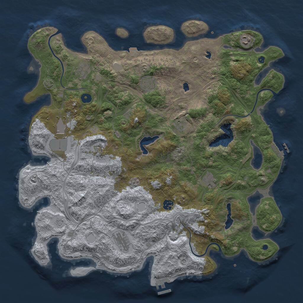 Rust Map: Procedural Map, Size: 4500, Seed: 713897101, 16 Monuments