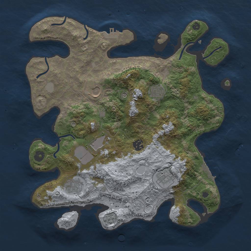 Rust Map: Procedural Map, Size: 3500, Seed: 1316443118, 16 Monuments