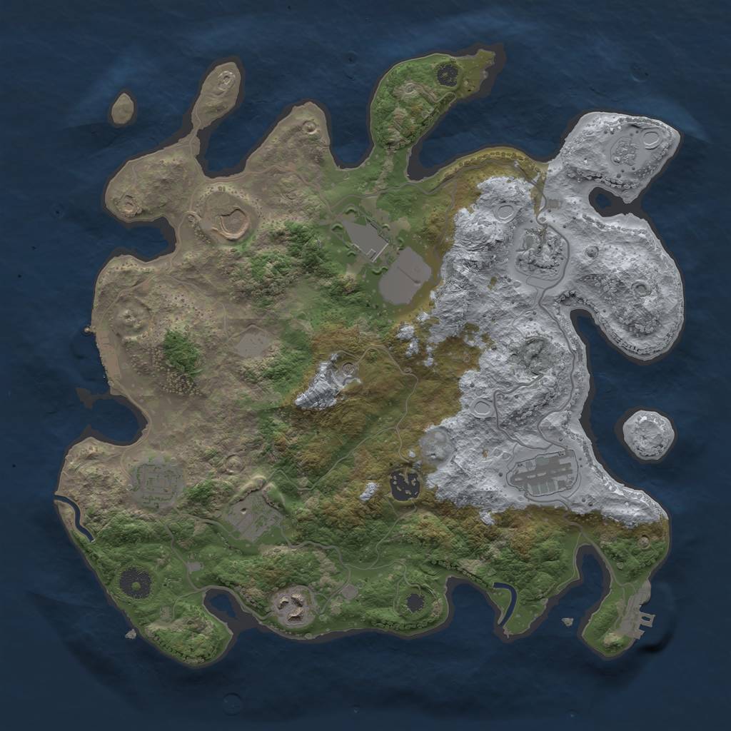 Rust Map: Procedural Map, Size: 3500, Seed: 95423, 17 Monuments