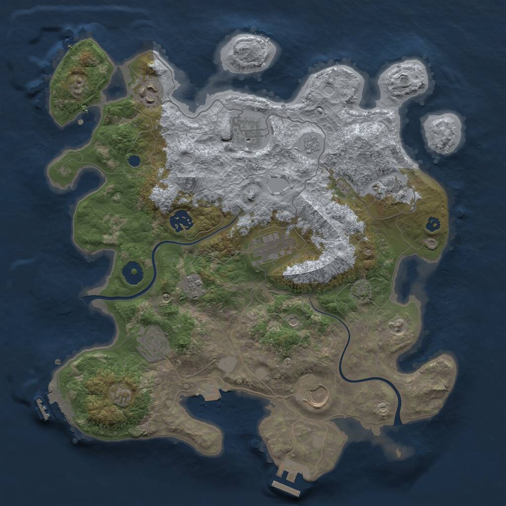 Rust Map: Procedural Map, Size: 3500, Seed: 899222123, 14 Monuments