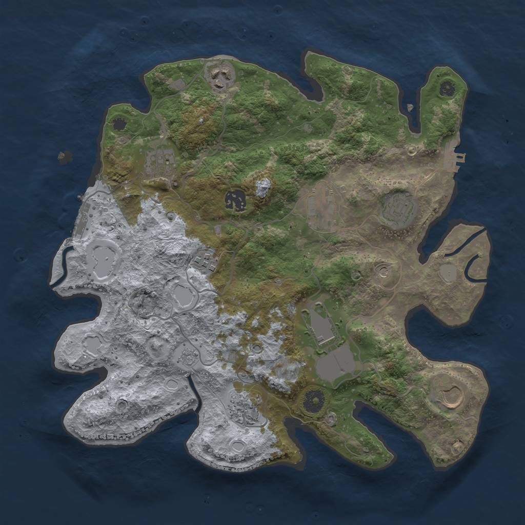 Rust Map: Procedural Map, Size: 3500, Seed: 16902, 18 Monuments