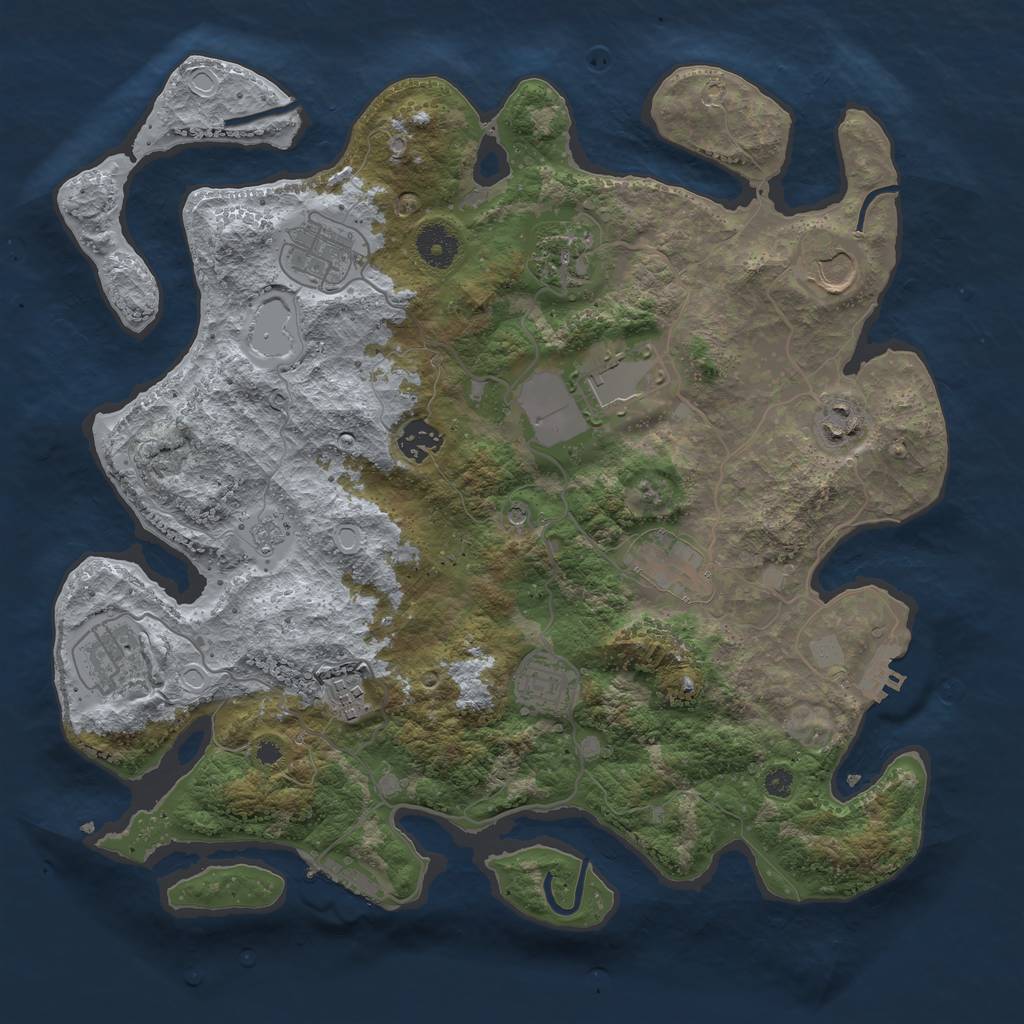 Rust Map: Procedural Map, Size: 3700, Seed: 615739555, 17 Monuments