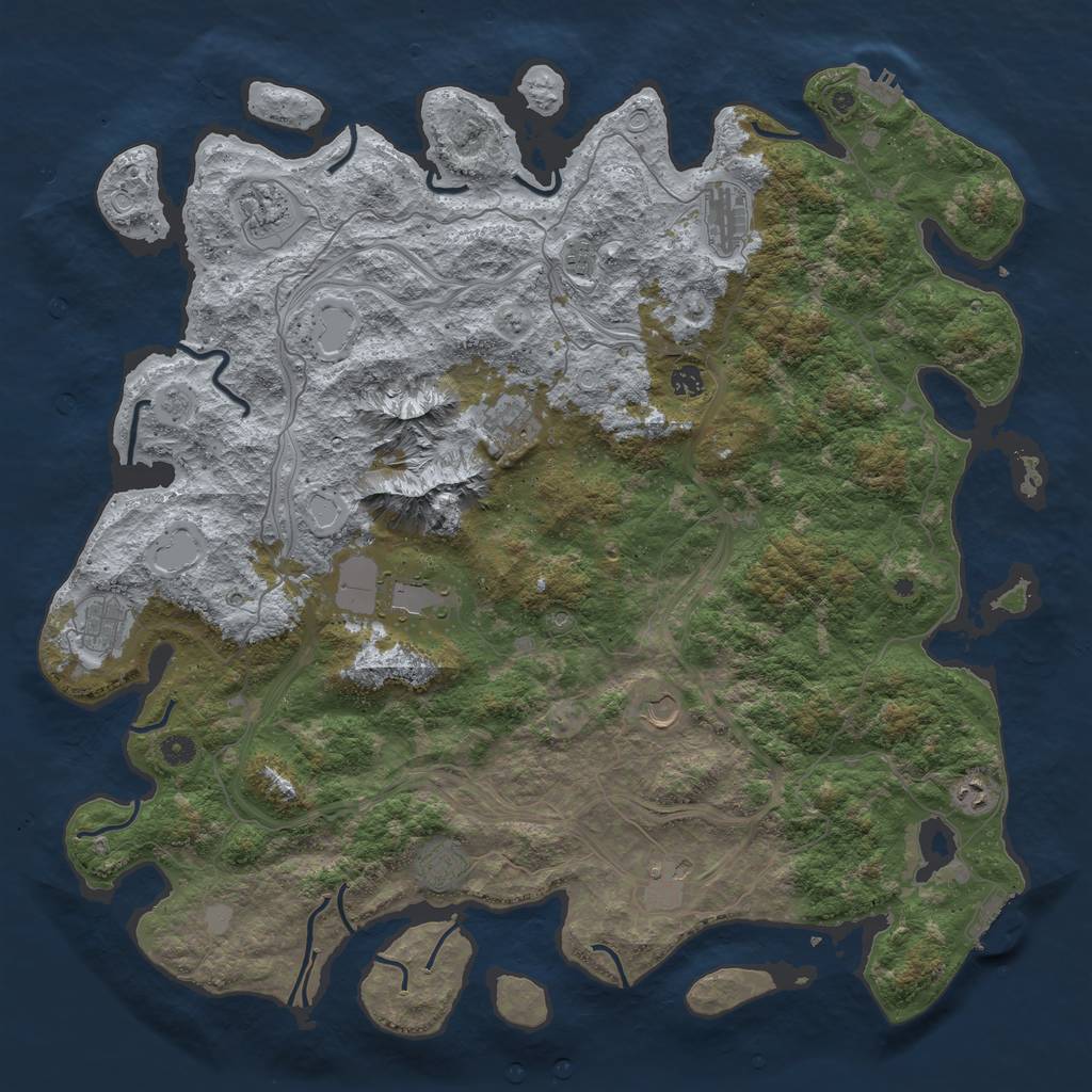 Rust Map: Procedural Map, Size: 5000, Seed: 1095863570, 20 Monuments