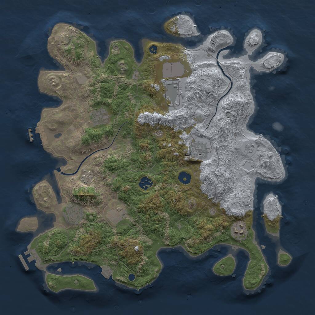 Rust Map: Procedural Map, Size: 3750, Seed: 28538038, 14 Monuments
