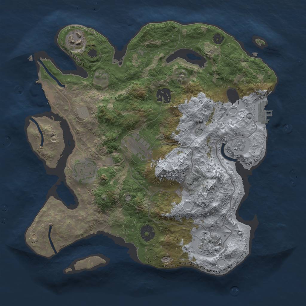 Rust Map: Procedural Map, Size: 3000, Seed: 242703041, 12 Monuments