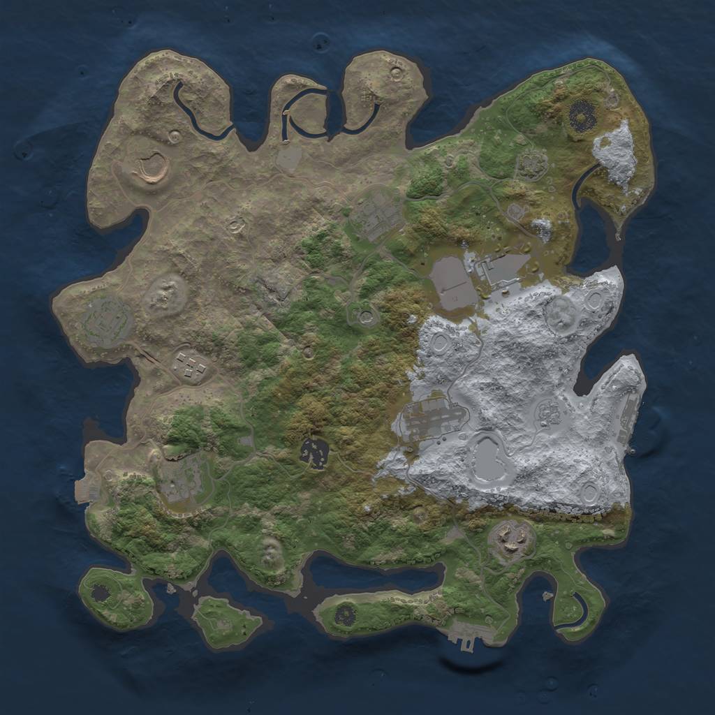 Rust Map: Procedural Map, Size: 3500, Seed: 1121924664, 17 Monuments