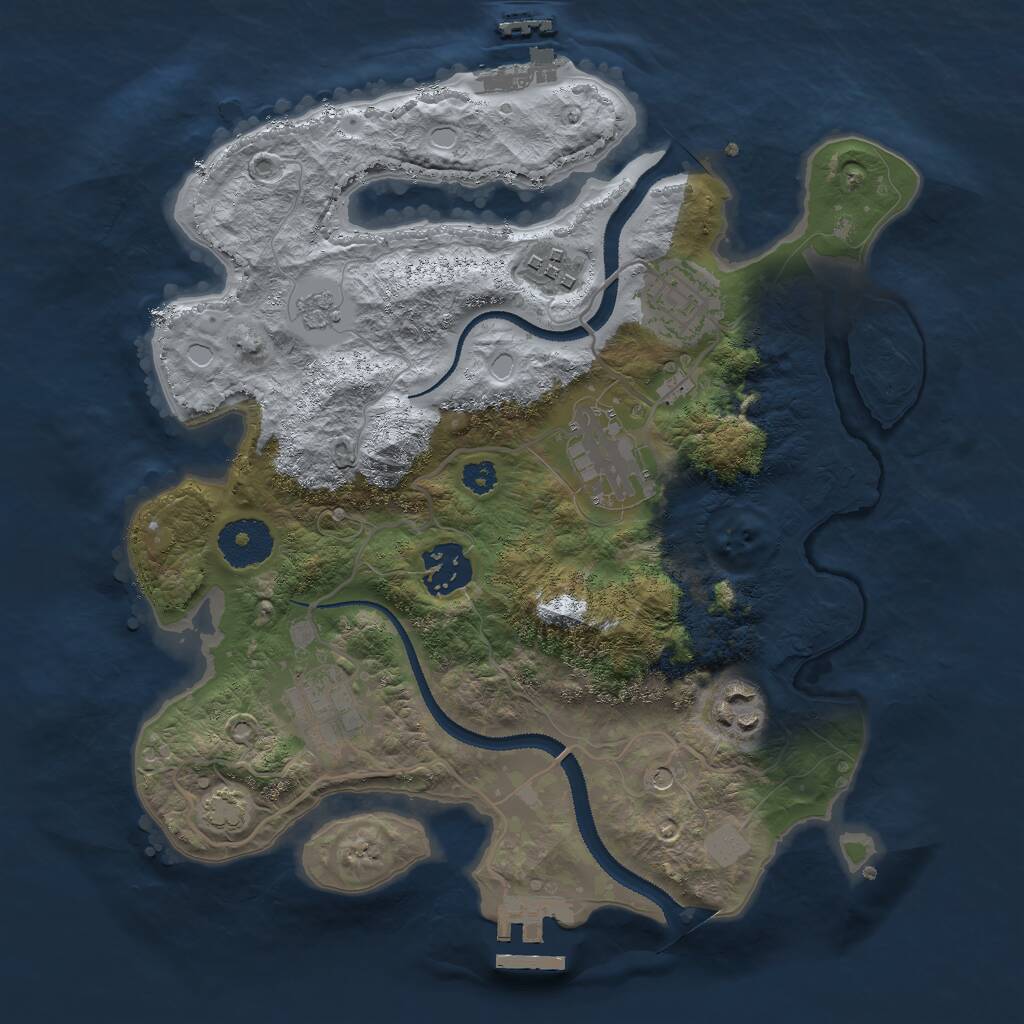 Rust Map: Procedural Map, Size: 3000, Seed: 904129866, 12 Monuments