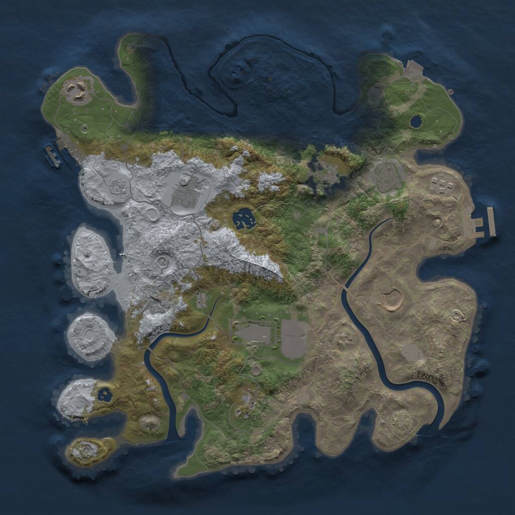 Rust Map: Procedural Map, Size: 3500, Seed: 270215408, 15 Monuments