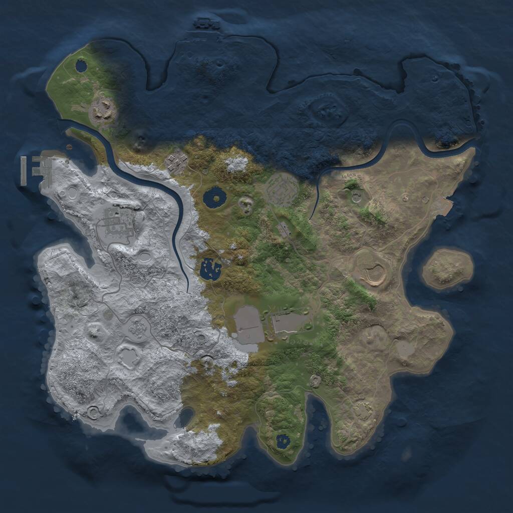 Rust Map: Procedural Map, Size: 3500, Seed: 137236779, 13 Monuments