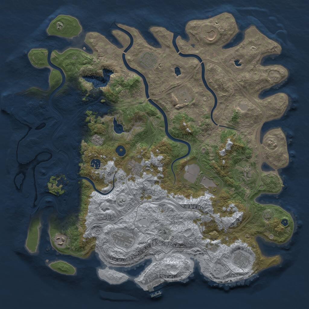 Rust Map: Procedural Map, Size: 4500, Seed: 909834918, 17 Monuments