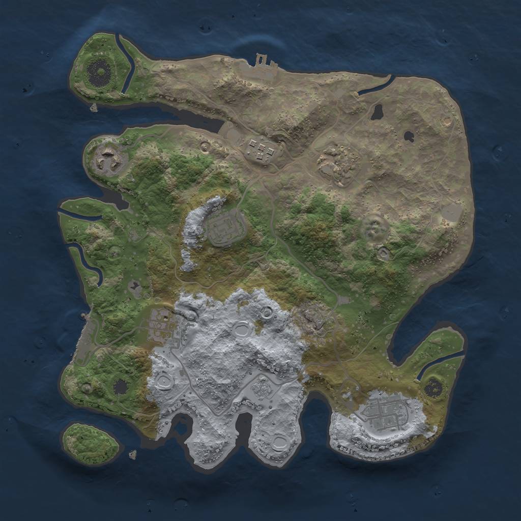 Rust Map: Procedural Map, Size: 3000, Seed: 3646, 14 Monuments