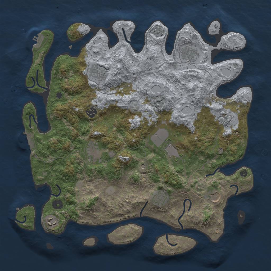 Rust Map: Procedural Map, Size: 3900, Seed: 20369111, 19 Monuments