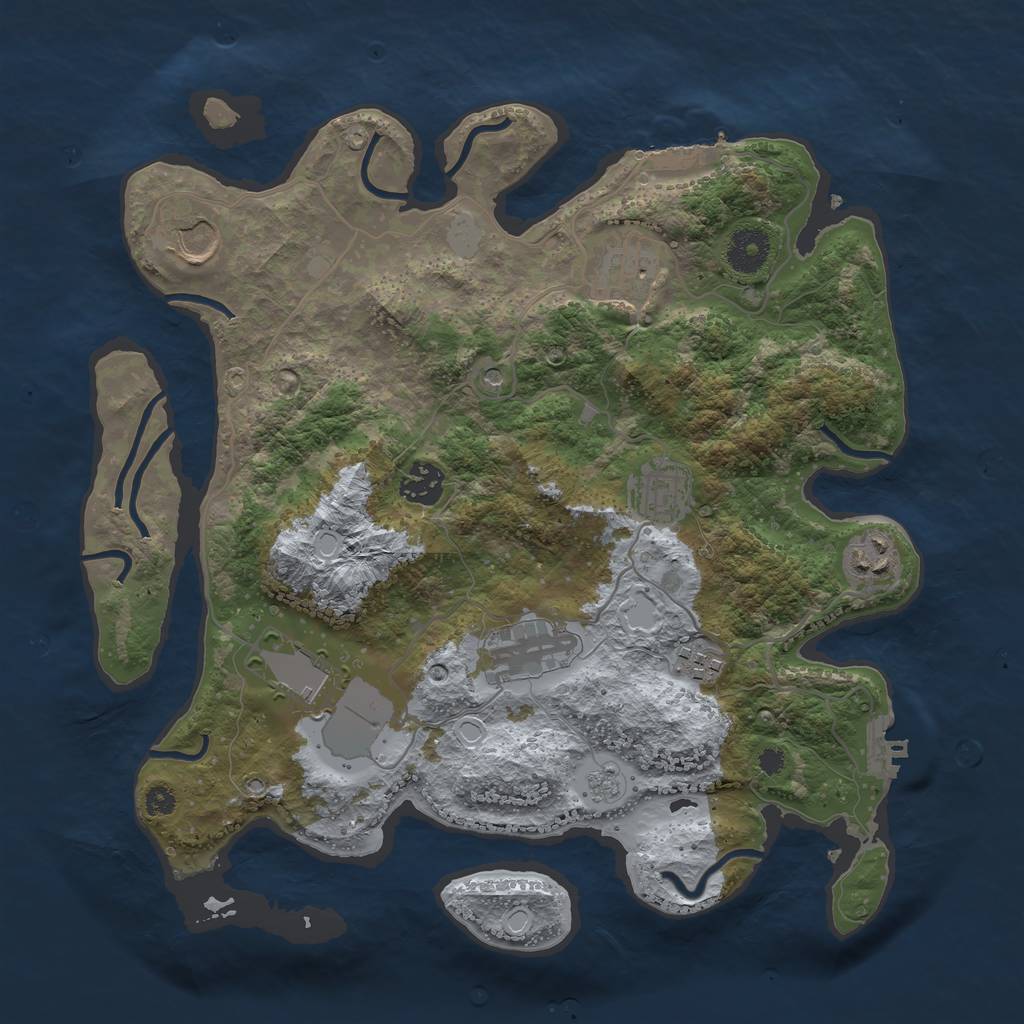 Rust Map: Procedural Map, Size: 3500, Seed: 1110686342, 17 Monuments