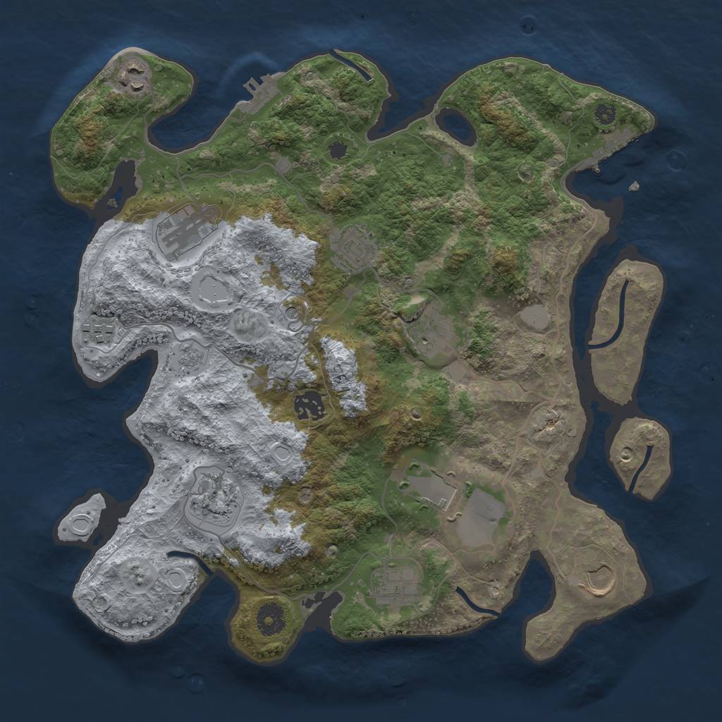 Rust Map: Procedural Map, Size: 3500, Seed: 26984387, 17 Monuments