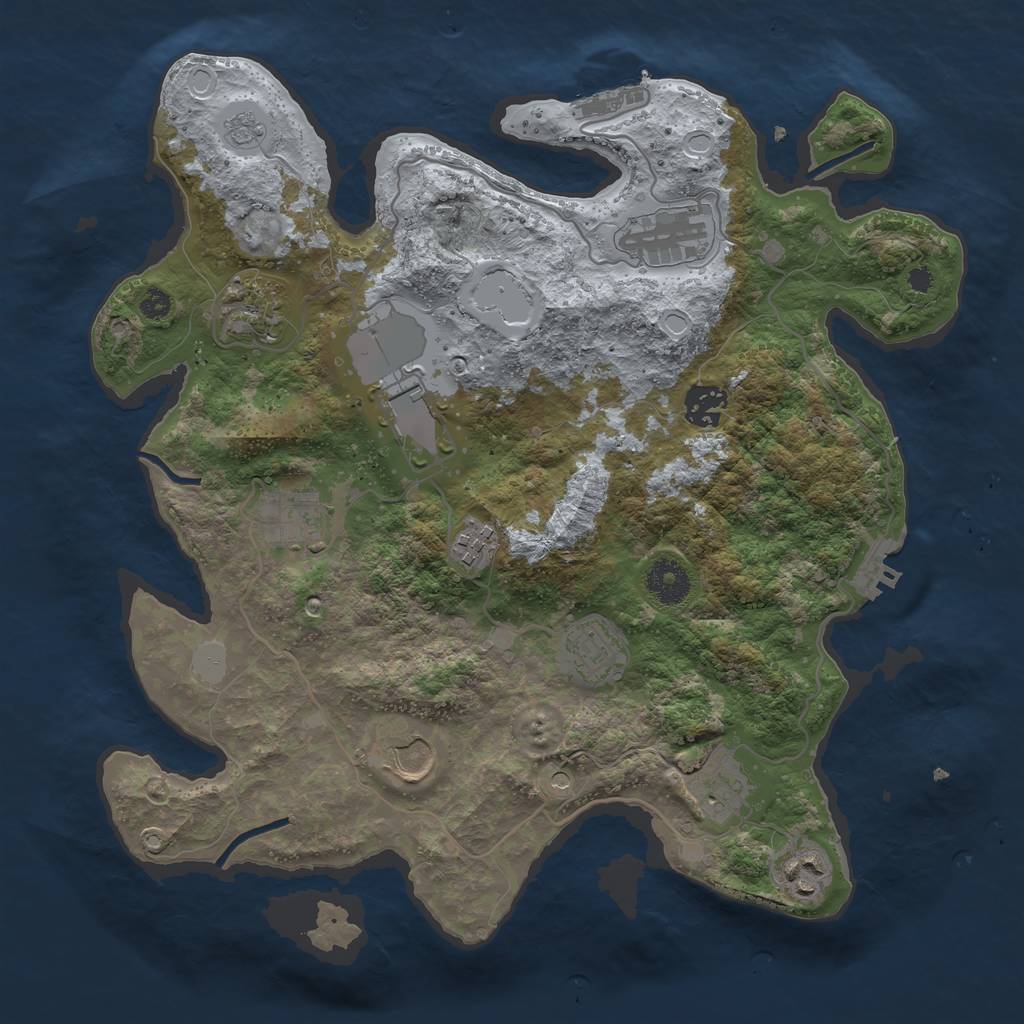 Rust Map: Procedural Map, Size: 3500, Seed: 432051038, 19 Monuments