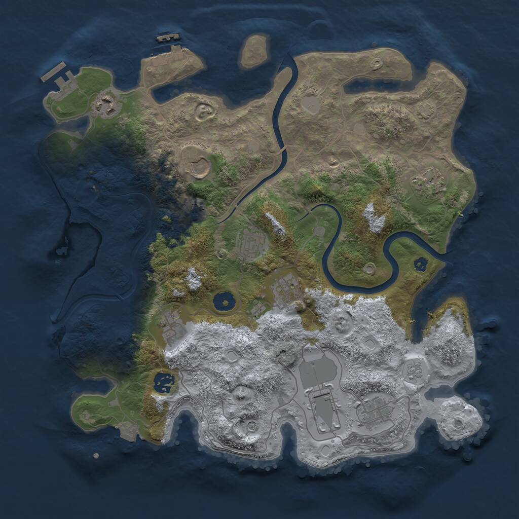 Rust Map: Procedural Map, Size: 3700, Seed: 666999666, 16 Monuments