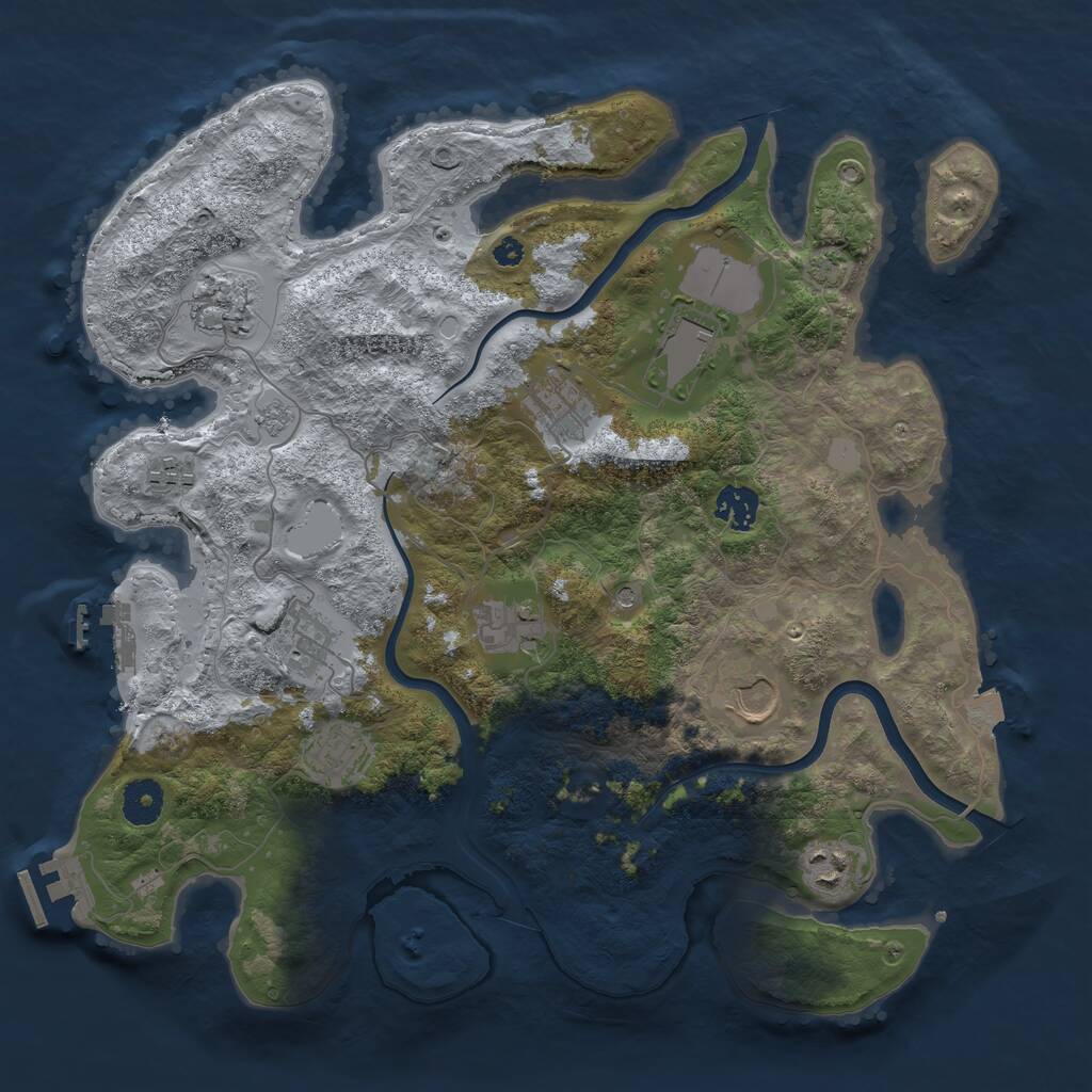 Rust Map: Procedural Map, Size: 3700, Seed: 615481264, 16 Monuments