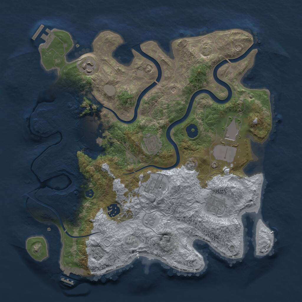 Rust Map: Procedural Map, Size: 3500, Seed: 878685510, 14 Monuments
